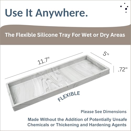 Spacewiser Countertop and Vanity Tray - 11.7" Silicone Bathroom Tray Countertop, Dish Soap Trays for Kitchen Counter, Sink Organizer Accessories Caddy, Toilet Laundry Shower Makeup Mat Oil Holder - Image 3