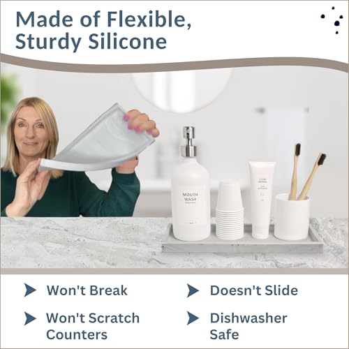 Spacewiser Countertop and Vanity Tray - 11.7" Silicone Bathroom Tray Countertop, Dish Soap Trays for Kitchen Counter, Sink Organizer Accessories Caddy, Toilet Laundry Shower Makeup Mat Oil Holder - Image 4