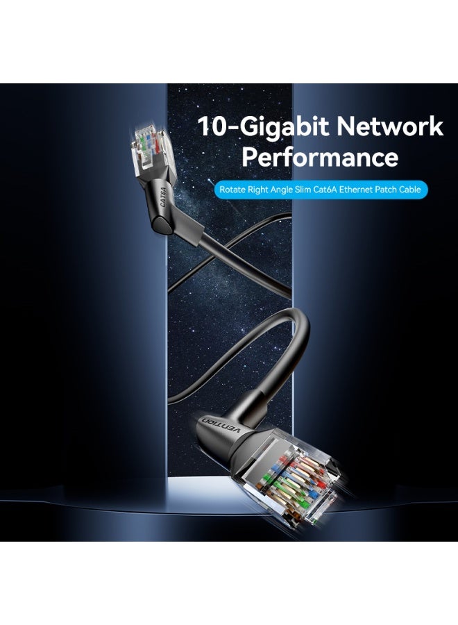 VENTION Cat6A UTP Rotate Right Angle Ethernet Patch Cable 0.5M Black Slim Type Model # IBSBD - Image 2