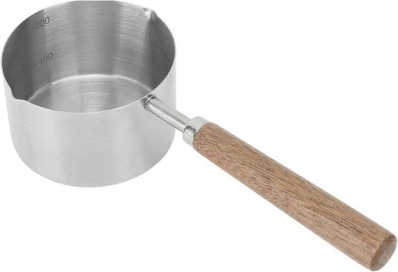 Sorandy Mini Saucepan, Stainless Steel Butter Warmer Pot, 200ml Small Melting Container with Wooden Handle, Ideal for Melting Butter, Milk & Cooking in Home Kitchen - Image 1