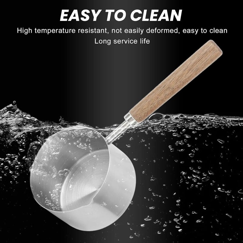 Sorandy Mini Saucepan, Stainless Steel Butter Warmer Pot, 200ml Small Melting Container with Wooden Handle, Ideal for Melting Butter, Milk & Cooking in Home Kitchen - Image 5