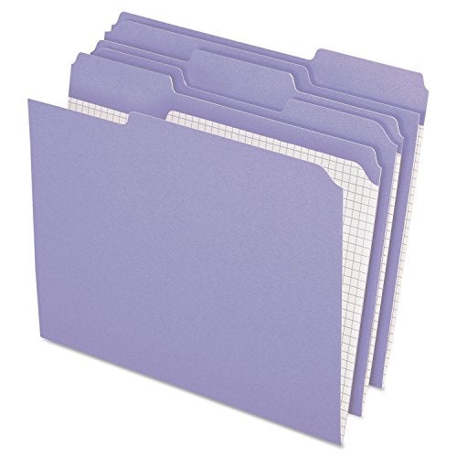 Pendaflex Color File Folders with Interior Grid, Letter Size, Lavender, 1/3 Cut, 100/BX (R152 1/3 LAV) - Image 1
