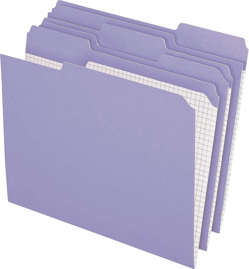 Pendaflex Color File Folders with Interior Grid, Letter Size, Lavender, 1/3 Cut, 100/BX (R152 1/3 LAV) - Image 3