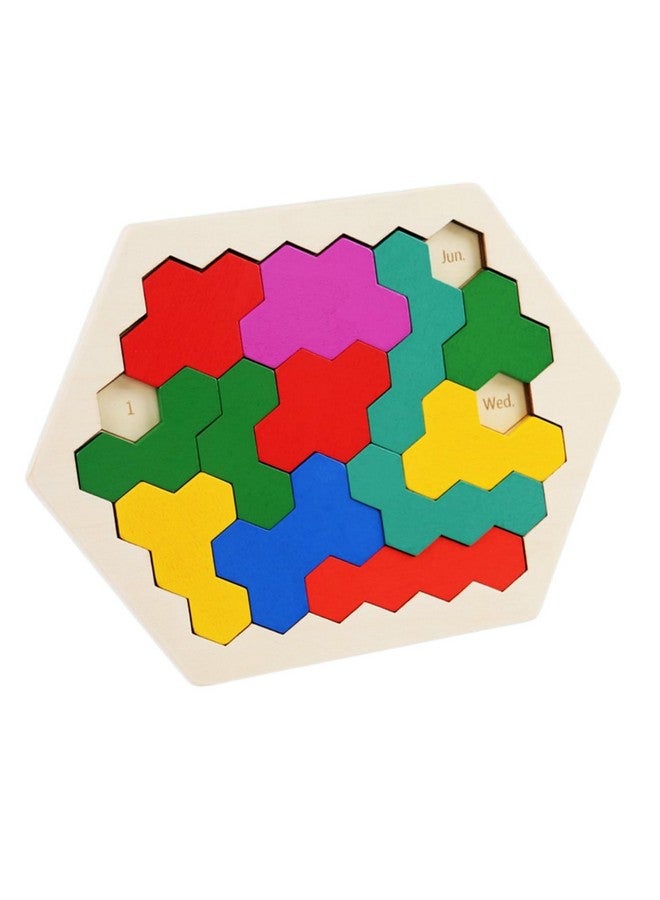 Cubelelo Cubelelo Drift Honeycomb Weekday Calendar Puzzle | A-Puzzle-A-Day | Premium Wooden Challenging Hexagon Shape Tetris Tangram Brain Storming Toy for Kids & Adults | Ideal Gift for Ages 3 and Above  - Image 1