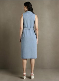 Dennis Lingo Cotton Collar Sleeveless Midi Dress Comes with a belt by Styli  - Image 3