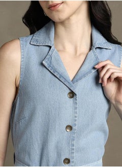 Dennis Lingo Cotton Collar Sleeveless Midi Dress Comes with a belt by Styli  - Image 4
