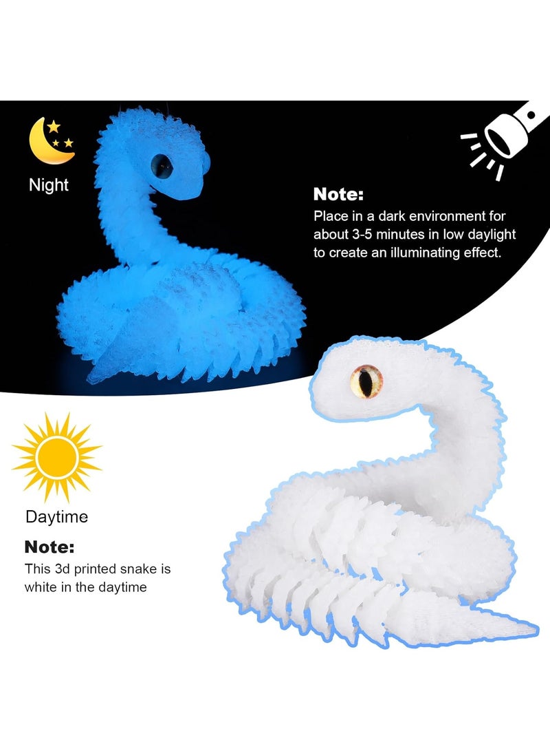 IncyWincy 30 cm 3D Printed Articulated Snake Toy, Glow in Dark Viper Figurine, Flexible Joint Snake Model, Home Office Desktop Display Decor, Collectible for Animal & Fantasy Enthusiasts - Image 3
