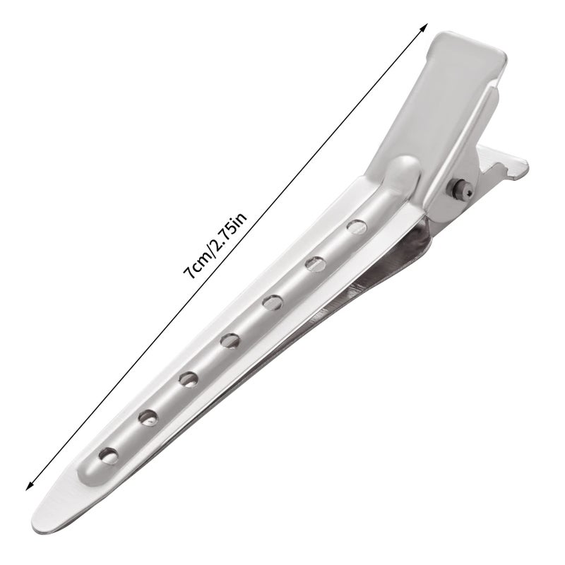 Bantoye 24 Packs Duck Bill Clips, Bantoye 2.75 Inches Rustproof Metal Alligator Curl Clips with Holes for Hair Styling, Hair Coloring, Silver - Image 2