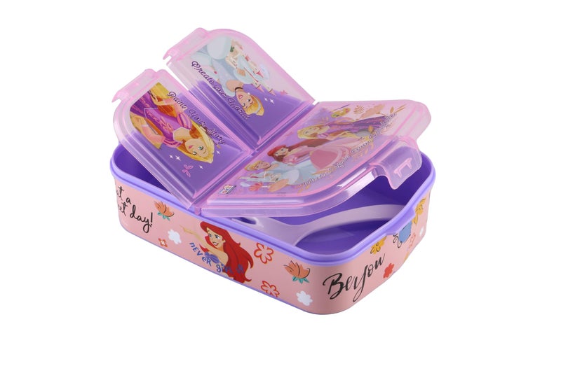 SKi Homeware Trio 3 Compartments Bento Lunch/Snack Box + Sipper Bottle Combo | للأطفال في المدرسة، النزهات، الرياضة | لهدايا العودة أو هدايا الحفلات - الأميرة - Image 4
