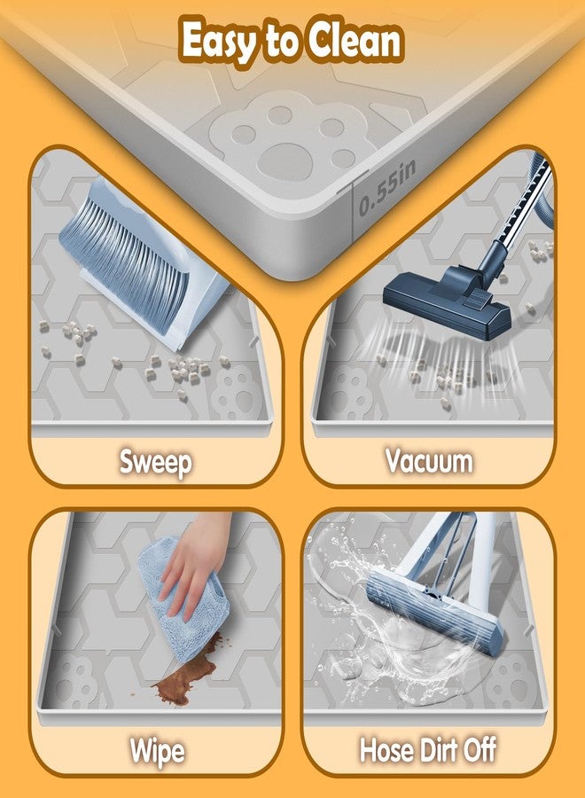 Annil Silicone Cat Litter Mat, Large 34"x22", Foldable and Easy to Clean, Waterproof, Leak-Proof, and Urine-Proof, Protects Floors, Suitable for Indoor Litter Box Mats.(Gray) - Image 4