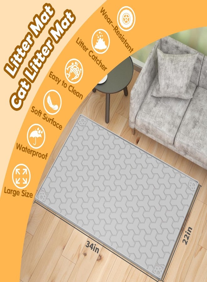 Annil Silicone Cat Litter Mat, Large 34"x22", Foldable and Easy to Clean, Waterproof, Leak-Proof, and Urine-Proof, Protects Floors, Suitable for Indoor Litter Box Mats.(Gray) - Image 3