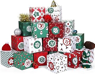 Kesoto Kesoto DIY Christmas Advent Calendar 2021, 24 Cardboard Treasure Boxes with 1-24 Number Stickers Christmas Countdown  - Image 1