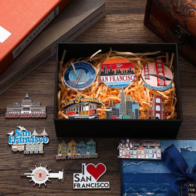 Konohan 12 Pcs San Francisco Magnets for Refrigerator Metal USA Fridge Magnet Magnetic San Francisco Souvenirs Gifts USA City Magnetic Refrigerator Stickers, Golden Gate Bridge - Image 4
