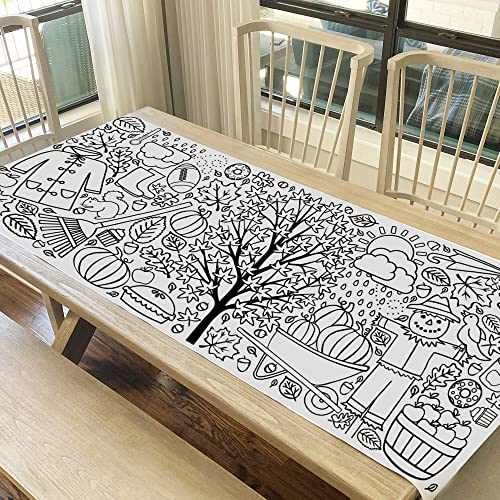 Tiny Expressions Fall Coloring Poster for Kids Rolled No Creases 30 x 72 Giant Coloring Table Cloth to Color On Fall Activities for Kids - Image 5