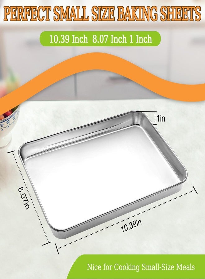 CEKEE Quarter Baking Sheet Set,2 Pans Stainless Steel Professional Kitchen Cooking Non-Stick Bake Pan for Cookie Muffin Cake Pizza Toaster Food Oven Trays（10 Inch） - Image 2