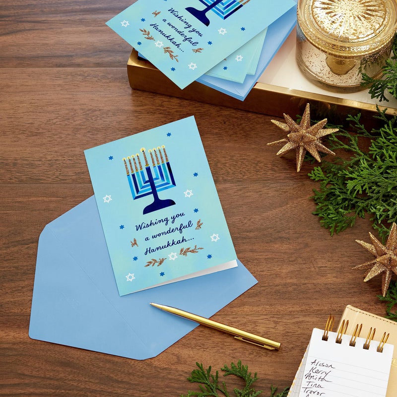 Hallmark Tree of Life Hanukkah Boxed Cards (16 Cards and Envelopes) Modern Menorah - Image 2