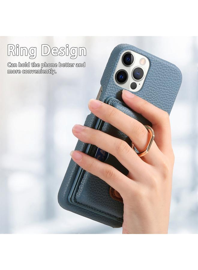 Zaboon Case For iPhone 12 Pro Max Litchi Leather Oil Edge Ring Card Back Phone Case - Image 3