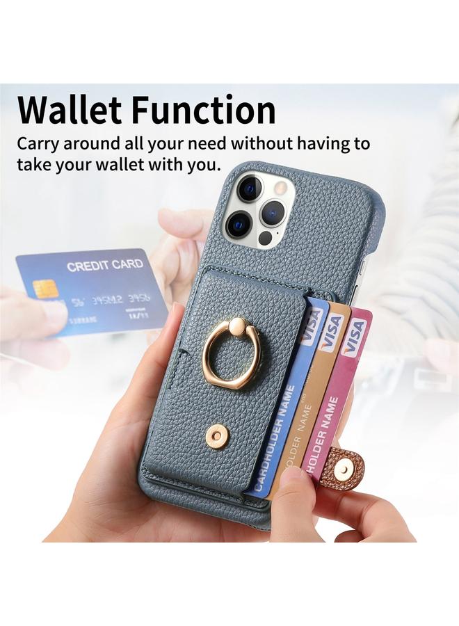 Zaboon Case For iPhone 12 Pro Max Litchi Leather Oil Edge Ring Card Back Phone Case - Image 4