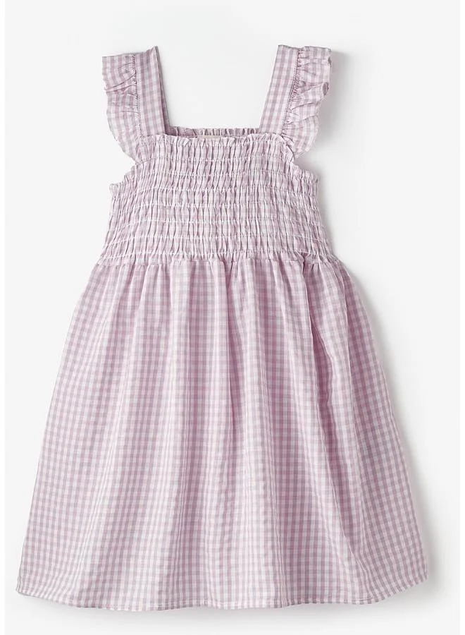 JUNE Gingham Smocked Dress