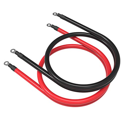 SHIERLENG 4 AWG 4 Gauge Battery Cables Red + Black Pure Copper Power Inverter Wire Set with 3/8 in Lugs for Solar, RV, Car, Boat, Automotive, Marine, Motorcycle (4 AWG, 1 Feet) - Image 1