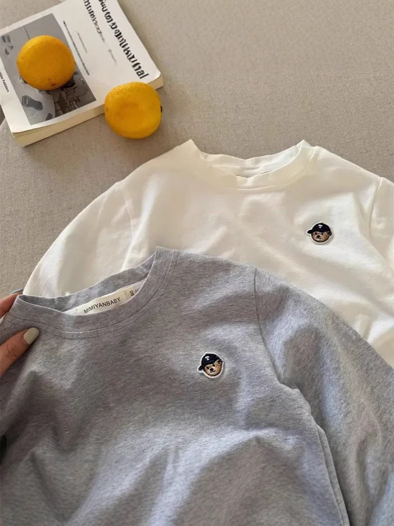 Children'S Long-Sleeved T-Shirt 2025 Japanese Style Trendy Brand Cartoon Bear T Baby Striped Base Shirt Top - Image 5