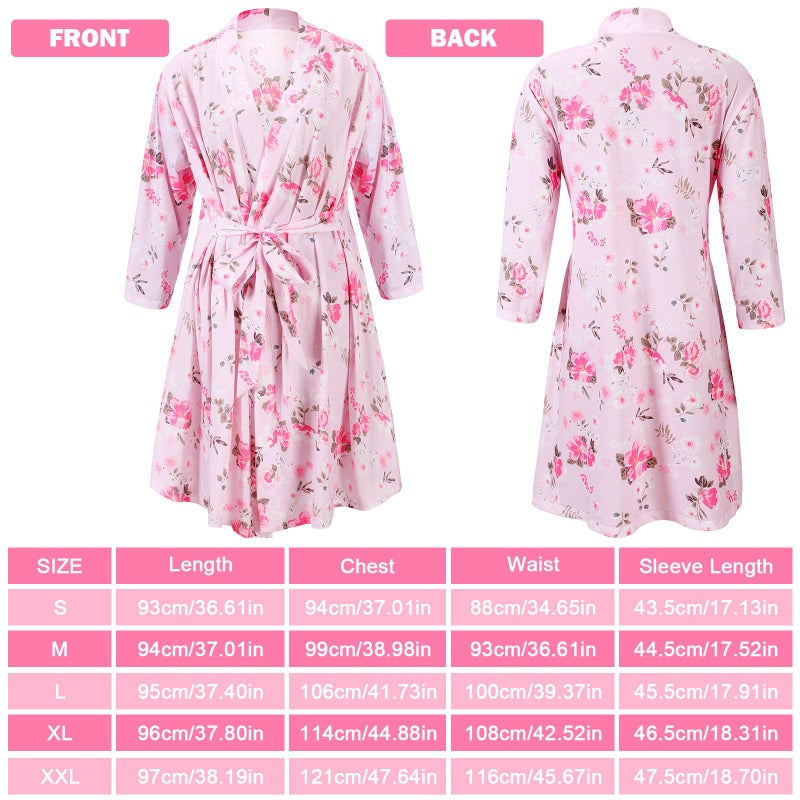 Mepase 5 Pcs Mommy and Me Hospital Matching Outfits Maternity Robe Swaddle Blanket Baby Girl Boys Headband Hat for Mom Baby(Light Pink,Large) - Image 3