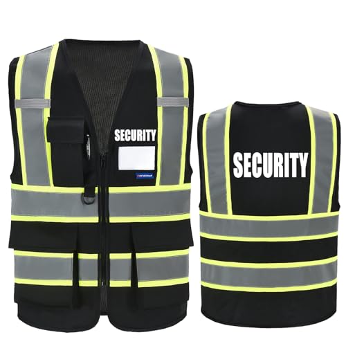AYKRM Black High Visibility Reflective Security Vest Front Zipper - Image 1