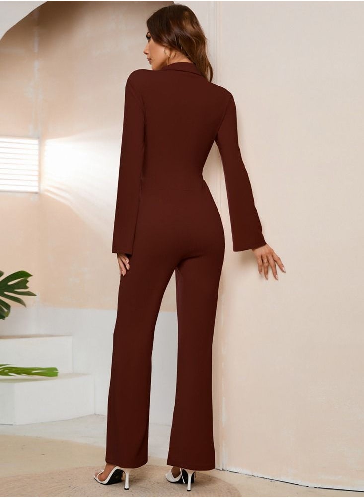 Loquat - Women's Fashion Slim High Waist Straight Jumpsuit - Image 1