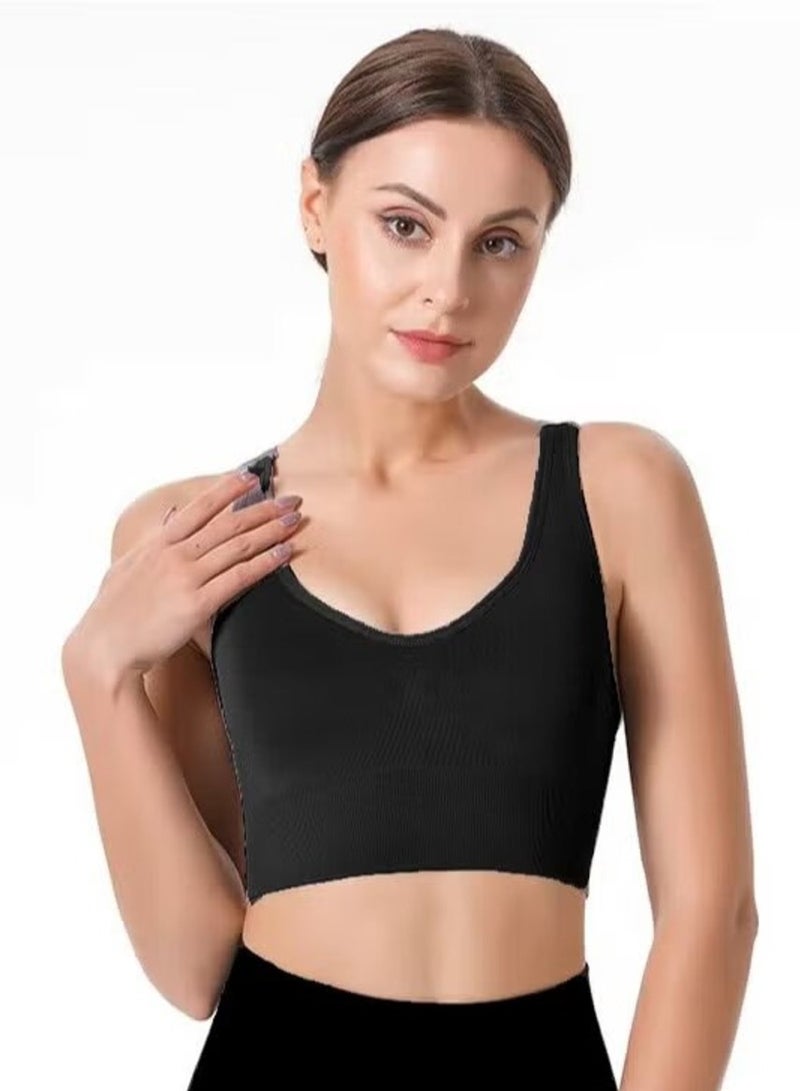 Black Sports Bra with Top Style 