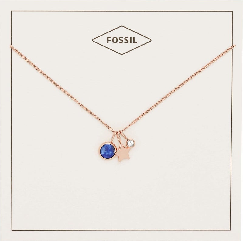 فوسيل قلادة فوسيل النسائية مرصعة بالزركونيا المكعبة والنجمة واللازورد - Image 2