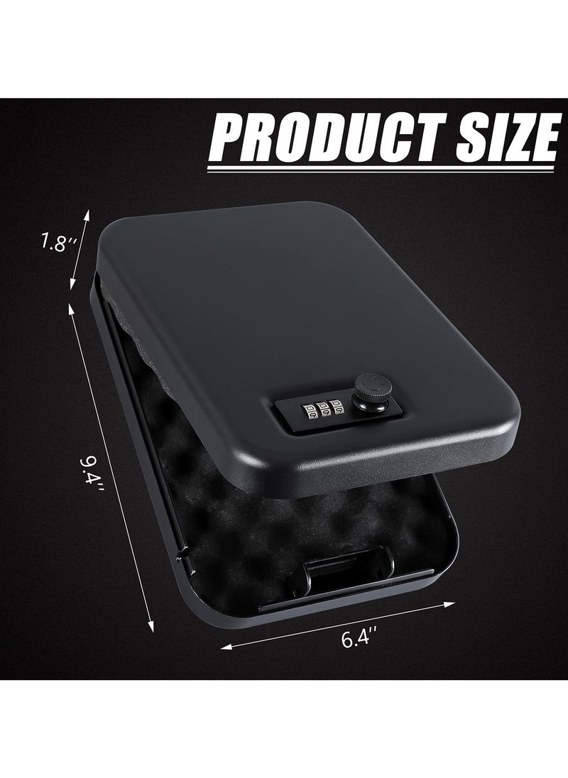 SYOSI Gun Safe for Pistols Small Handgun, Lock Box with Combination, Lock Portable Security Case Lock Box Safe, Handgun Lock Box, Portable Travel Pistol Safe for Car, Home, Travel (Black)  - Image 2
