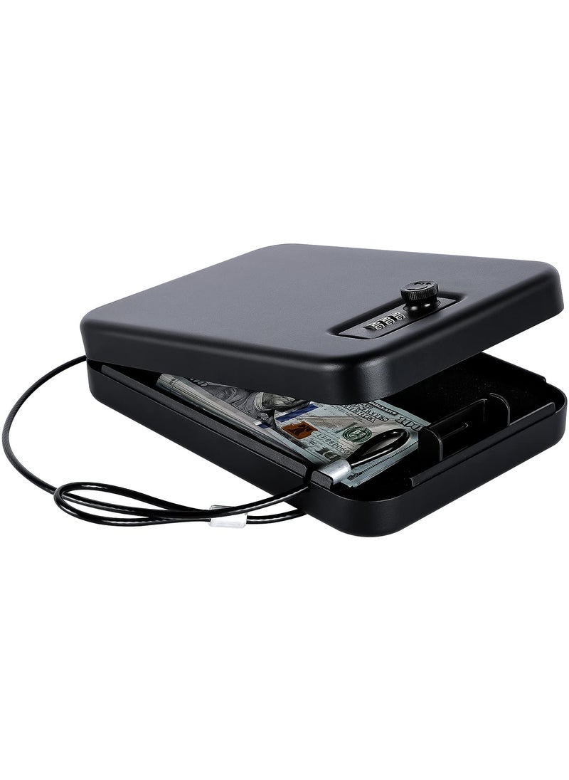 SYOSI Gun Safe for Pistols Small Handgun, Lock Box with Combination, Lock Portable Security Case Lock Box Safe, Handgun Lock Box, Portable Travel Pistol Safe for Car, Home, Travel (Black)  - Image 1