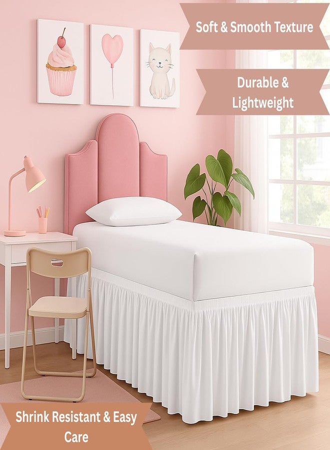 Cottingon Twin XL 36 Inch Drop Extended Dorm Room Bed Skirt,100% Microfiber College Bed Essentials Extra Long Size Dust Ruffle,White - Image 2