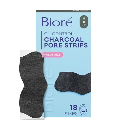 Bioré Charcoal, Deep Cleansing 18 Nose Strips for Blackhead Removal on Oily Skin, with Instant Pore Unclogging, features Natural Charcoal (Packaging May Vary) - Image 1