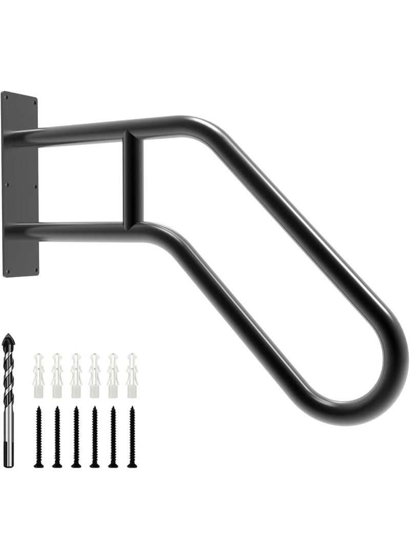 Arabest Handrails for Outdoor Steps Wall Mount, Railings for 1-3 Steps, U-Shaped Handrail with Matte Black Finished, Stair Handrails for Kids, Elderly, Pregnant Women, Disabled (26" Length, Black) - Image 1