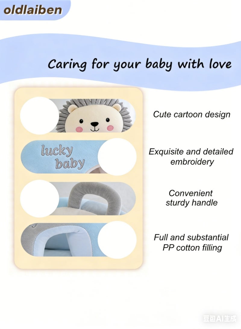 الدليبن كرسي جلوس تعليمي للطفل، أريكة مقعد دعم جلوس الطفل الرضيع، أريكة جلوس تعليمية كرتونية لطيفة للرضع - قماش كريستالي قابل للتنفس، هدية مثالية للطفل الصغير （رمادي） - Image 4