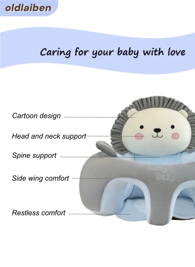 الدليبن كرسي جلوس تعليمي للطفل، أريكة مقعد دعم جلوس الطفل الرضيع، أريكة جلوس تعليمية كرتونية لطيفة للرضع - قماش كريستالي قابل للتنفس، هدية مثالية للطفل الصغير （رمادي） - Image 5