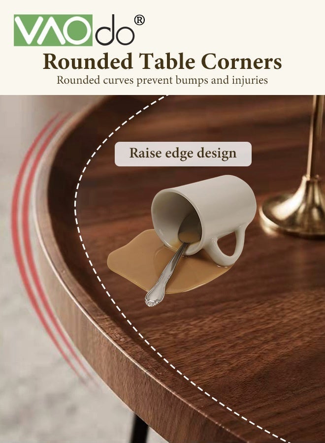 فاو دو طاولتان دائريتان للقهوة، طاولات جانبية بإطار فولاذي لغرفة المعيشة أو غرفة النوم أو الشرفة، طاولات غرفة المعيشة بأثاث خشبي وإطار معدني، طاولات جانبية متينة قابلة للتكديس، سهلة التجميع - Image 3