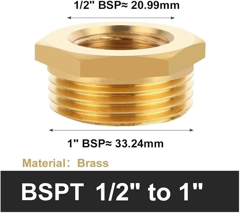 تركيب أنابيب نحاسي من أنثى إلى ذكر مع محول سداسي مخفض 1/2 × 1 بوصة موصل مياه - Image 3
