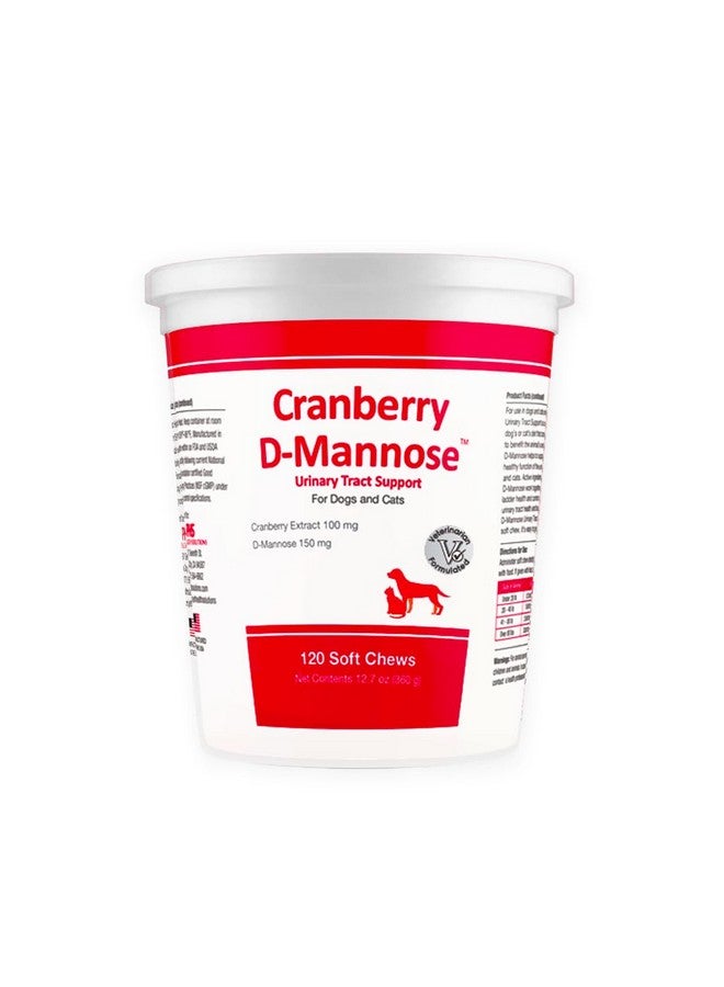 Pet Health Solutions Cranberry D-Mannose Urinary Tract Support Supplement for Cats and Dogs - Cranberry Extract, D-Mannose, Vitamin C - Bladder and UTI Treatment - Made in USA - 120 Soft Chews - Image 1