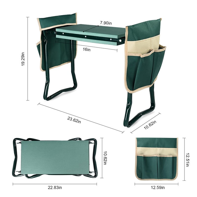 KVR Upgraded Garden Kneeler and Seat with Thicken & Widen Soft Kneeling Pad,Heavy Duty Foldable Gardener Stool with 2 Tool Pouches,Gardening Gifts for Women Mom Men SeniorsÂ¡Â­â€¦ - Image 5