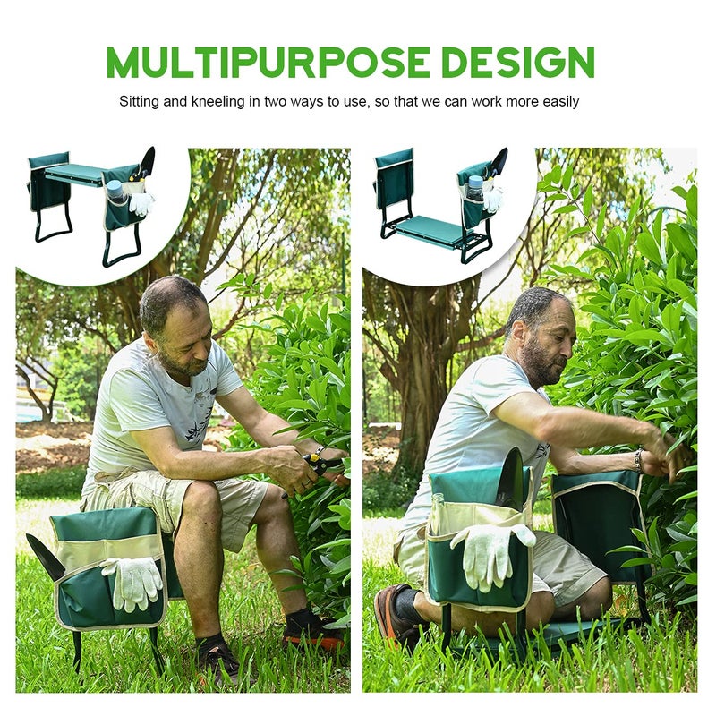KVR Upgraded Garden Kneeler and Seat with Thicken & Widen Soft Kneeling Pad,Heavy Duty Foldable Gardener Stool with 2 Tool Pouches,Gardening Gifts for Women Mom Men SeniorsÂ¡Â­â€¦ - Image 4