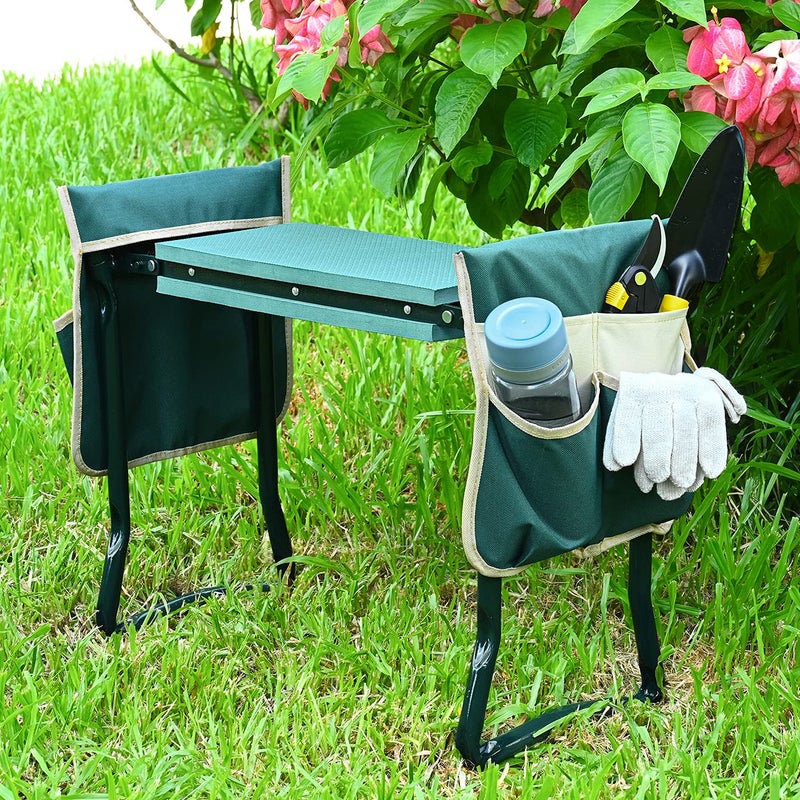KVR Upgraded Garden Kneeler and Seat with Thicken & Widen Soft Kneeling Pad,Heavy Duty Foldable Gardener Stool with 2 Tool Pouches,Gardening Gifts for Women Mom Men SeniorsÂ¡Â­â€¦ - Image 2