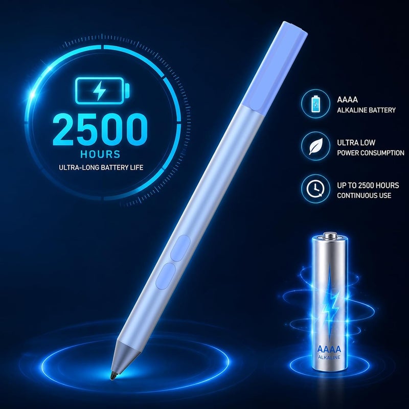قلم لـ Surface، مع 2500 ساعة عمل، 1024 مستوى ضغط، ممحاة ونقر يمين، رفض راحة اليد لـ Surface Pro 11/10/9/8/X/7+/7/6/5/4/3، Surface Go 4/3/2/1، Surface Laptop/Studio/Book 5/4/3/2/1 - Image 3