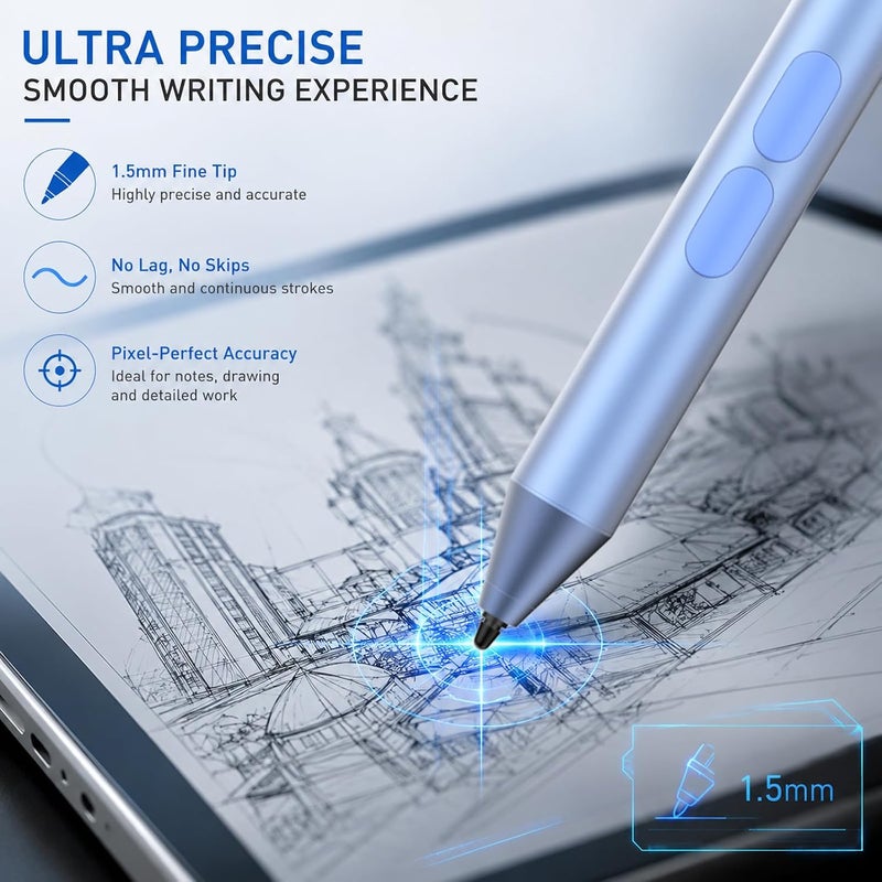 قلم لـ Surface، مع 2500 ساعة عمل، 1024 مستوى ضغط، ممحاة ونقر يمين، رفض راحة اليد لـ Surface Pro 11/10/9/8/X/7+/7/6/5/4/3، Surface Go 4/3/2/1، Surface Laptop/Studio/Book 5/4/3/2/1 - Image 5