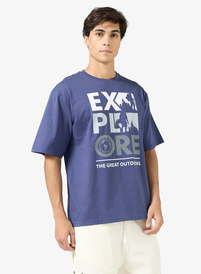 Seventy Five  Graphic Print Oversized T-Shirt for Men | Best Price UAE