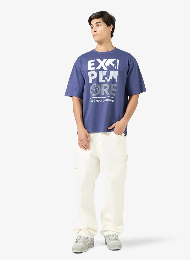 Seventy Five  Graphic Print Oversized T-Shirt for Men | Best Price UAE