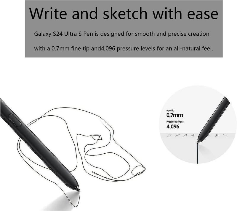 كاوشونغ قلم استبدال Galaxy S24 Ultra Stylus Pen لـ Samsung Galaxy S24 Ultra S Pen، طرف دقيق 0.7 مم للدقة، الإصدار الأمريكي مع جزء إصلاح الإبرة (أصفر ذهبي) - Image 4