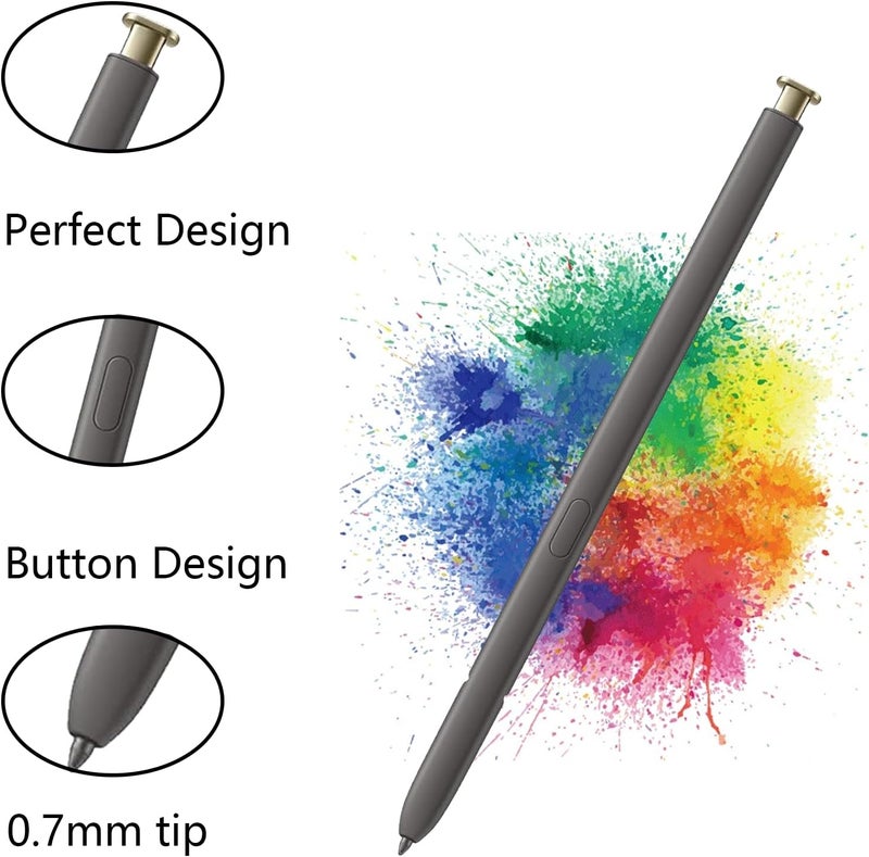 كاوشونغ قلم استبدال Galaxy S24 Ultra Stylus Pen لـ Samsung Galaxy S24 Ultra S Pen، طرف دقيق 0.7 مم للدقة، الإصدار الأمريكي مع جزء إصلاح الإبرة (أصفر ذهبي) - Image 2