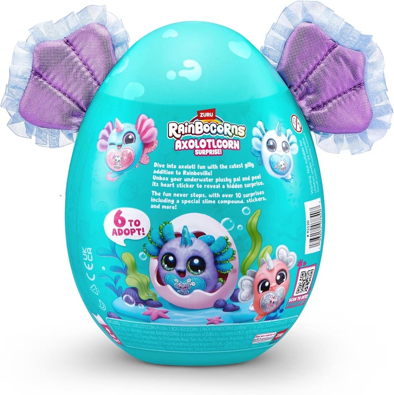 راينبوكورنز لعبة Rainbocorns Axolotlcorn Surprise Plush مع Baby Boo-Boocorn و10 مفاجآت ممتعة، لعبة بيضة ناعمة قابلة للفقس مع قلب سحري وإكسسوارات - اجمع جميع شخصيات Axolotl الستة - Image 5